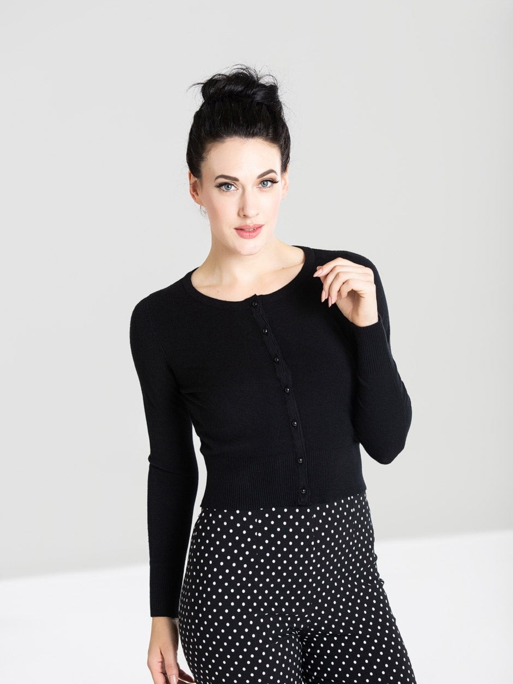 Hell Bunny Black Button-Up Cropped Cardigan